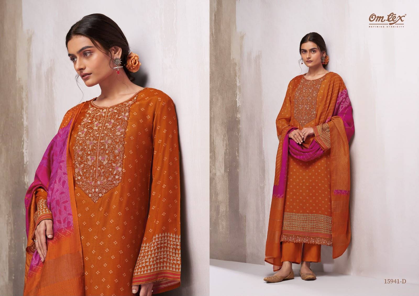 GINEVRA By Om Tex 15941 Series Beautiful Festive Suits Stylish Colorful Fancy Casual Wear & Ethnic Wear Muslin Silk Dresses At Wholesale Price